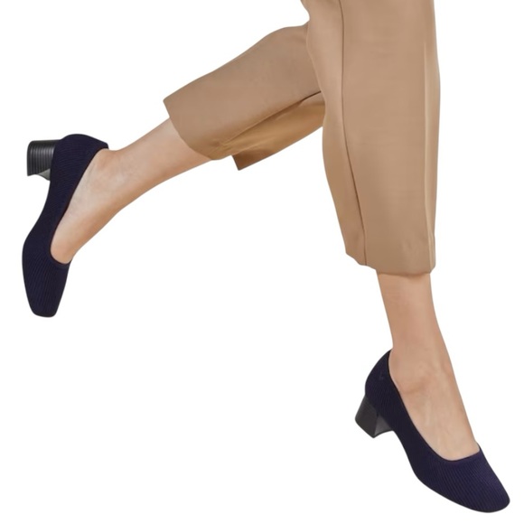 Vivaia Melody Black Knit Square Toe Comfort Slip On Block Heels Women’s 37 - Picture 2 of 15